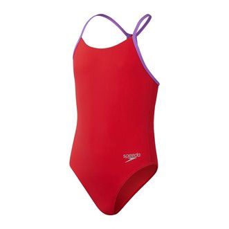 Maillot de bain fille 1 pièce SPEEDO ECO+ SOLID LANE LINE BACK RED