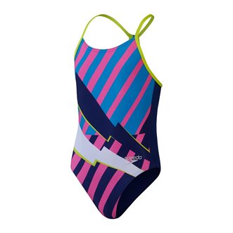 Maillot de bain fille 1 pièce SPEEDO ECO+ PLACEMENT LANE LINE BACK BLU/PIN