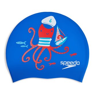 Bonnet de bain SPEEDO JUNIOR SLOGAN PRINTED CAP BLU/RED