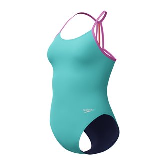 Maillot de bain fille 1 pièce SPEEDO ECO+ SOLID LANE LINE BACK BLU/PIN