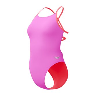 Maillot de bain femme 1 pièce SPEEDO ECO+ SOLID LATTICE TIE-BACK PUR/RED