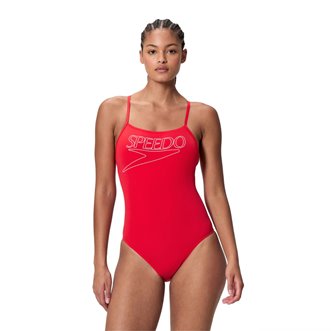 Maillot de bain femme 1 pièce SPEEDO LOGO THIN STRAP 1P RED/WHI