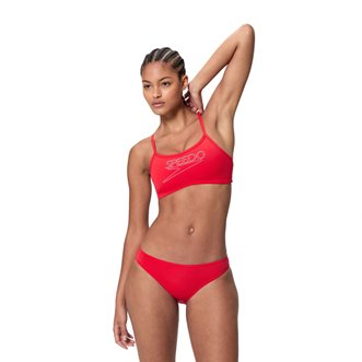 Maillot de bain femme 2 pièces SPEEDO LOGO THIN STRAP 2P RED/WHI