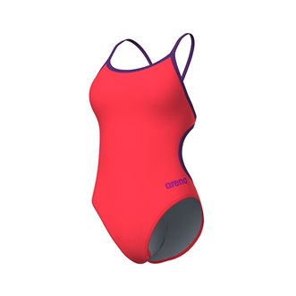Maillot de bain femme 1 pièce ARENA LACE BACK SOLID - Bright Coral