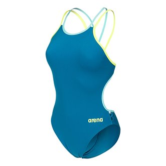 Maillot de bain femme 1 pièce ARENA SOLID DOUBLE CROSS BACK - Blue Cosmo