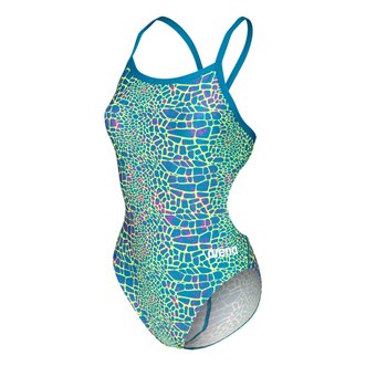 Maillot de bain femme 1 pièce ARENA SNAKESKIN CHALLENGE BACK - Blue Cosmo
