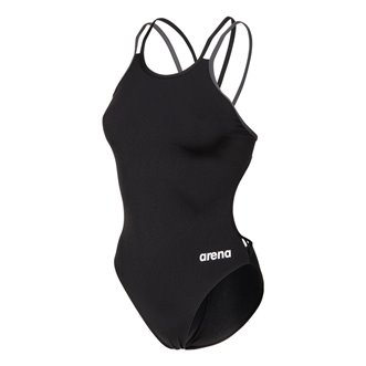 Maillot de bain femme 1 pièce ARENA SOLID DOUBLE CROSS BACK - Black Asphalt